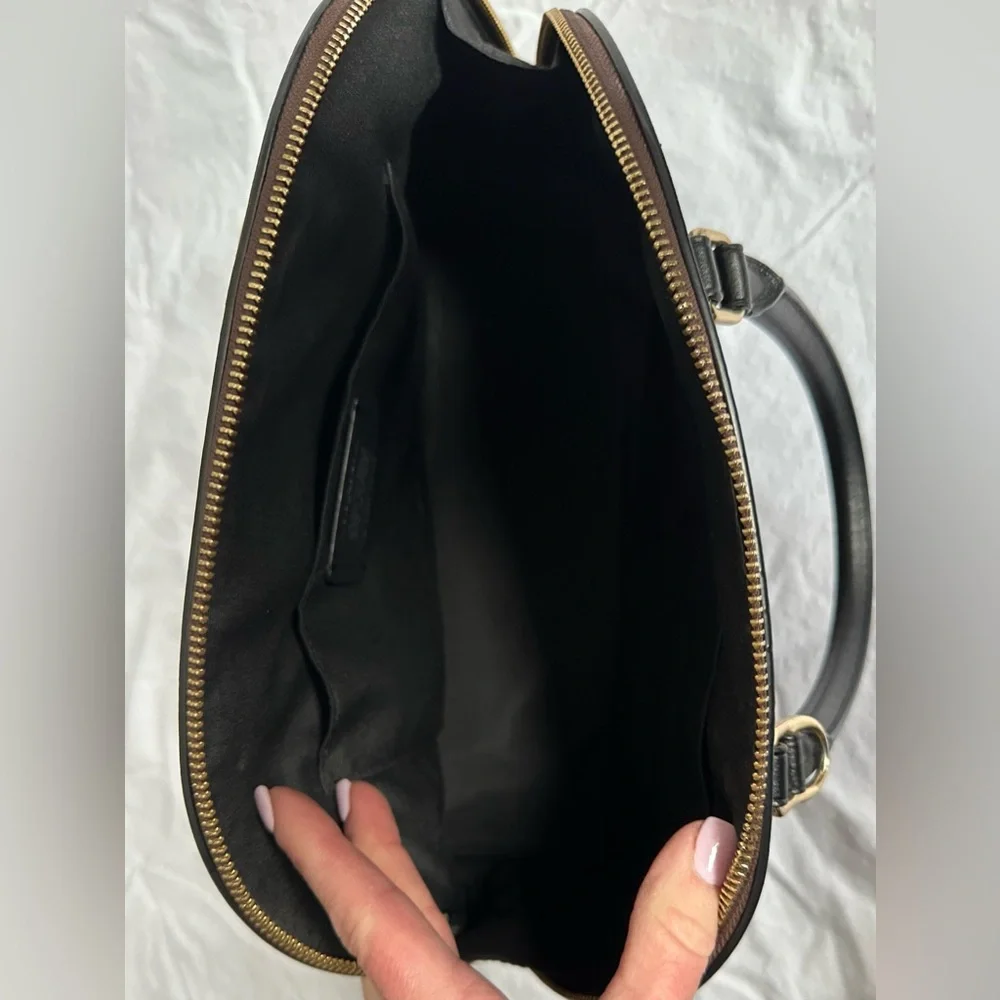 Coach F27584 Signature Dome Satchel Brown Black Gold Hardware - Picture 4 of 10